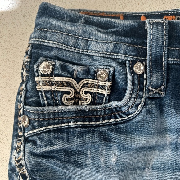Rock Revival Distressed Dark Blue Denim Cutoff Shorts - Picture 7 of 7